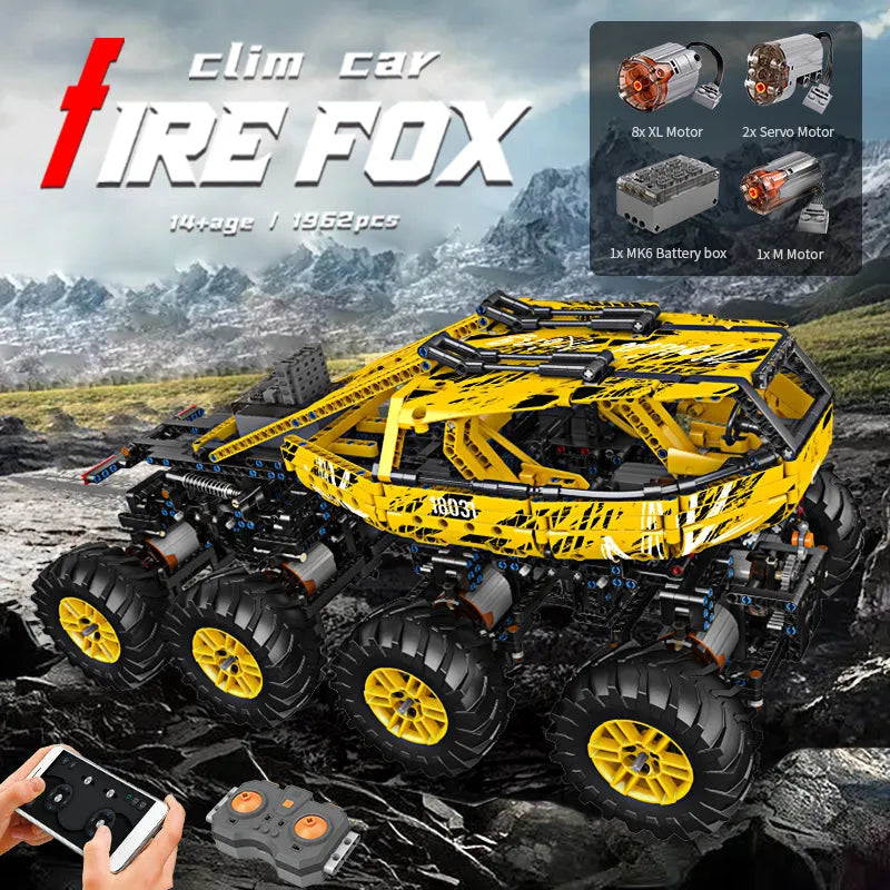 Mould King MOC Motorized Building Block Set: RC Heavy Firefox Climbing Truck 18031, Model K18031