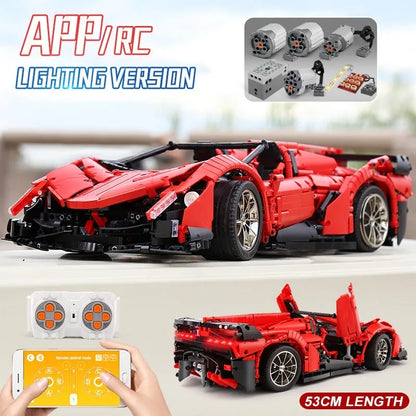 Mould King MOC Motorized Building Block Set: RC Lambo Roadster 13079 Super Racing Car