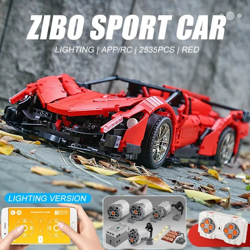 Mould King MOC Motorized Building Block Set: RC Lambo Roadster 13079 Super Racing Car