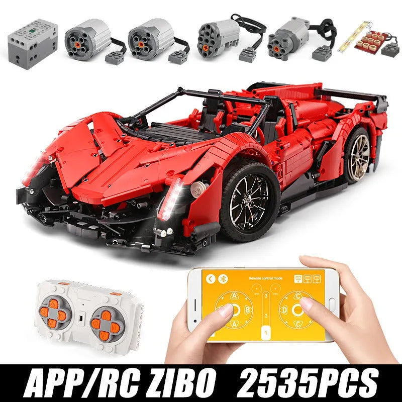 Mould King MOC Motorized Building Block Set: RC Lambo Roadster 13079 Super Racing Car