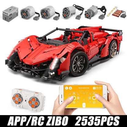 Mould King MOC Motorized Building Block Set: RC Lambo Roadster 13079 Super Racing Car