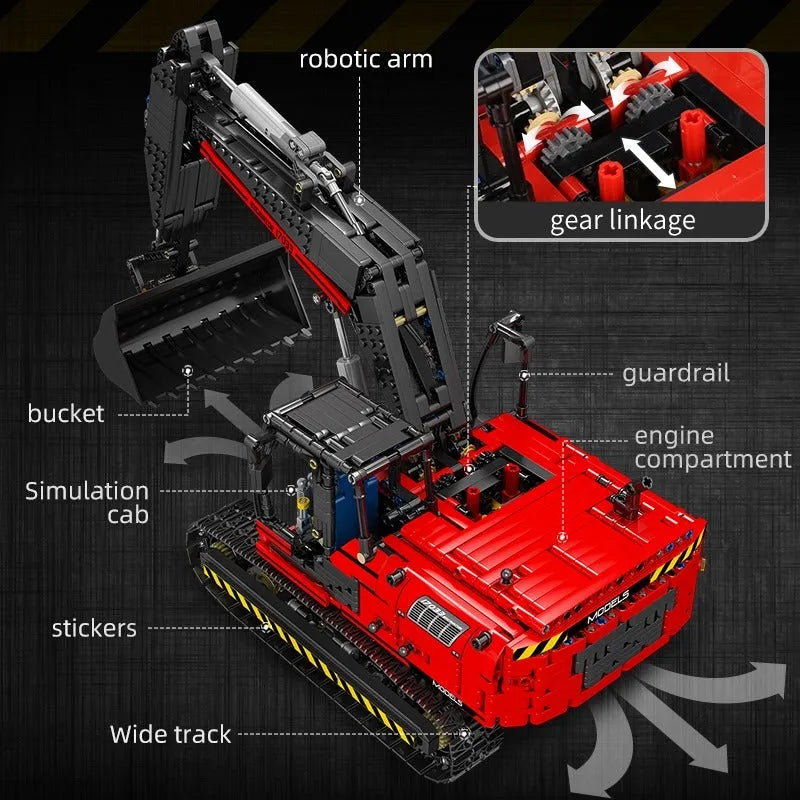 Mould King MOC Motorized Building Block Set: RC Link Belt 250 Excavator Truck 17033, Model K17033