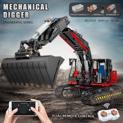 Mould King MOC Motorized Building Block Set: RC Link Belt 250 Excavator Truck 17033, Model K17033