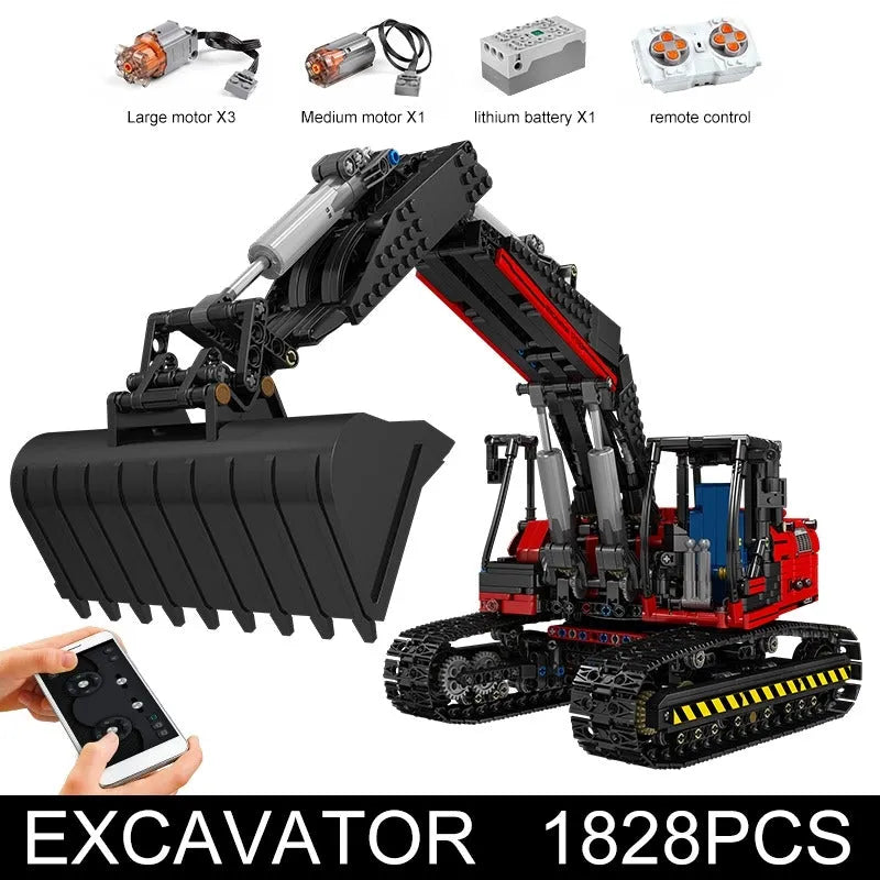 Mould King MOC Motorized Building Block Set: RC Link Belt 250 Excavator Truck 17033, Model K17033