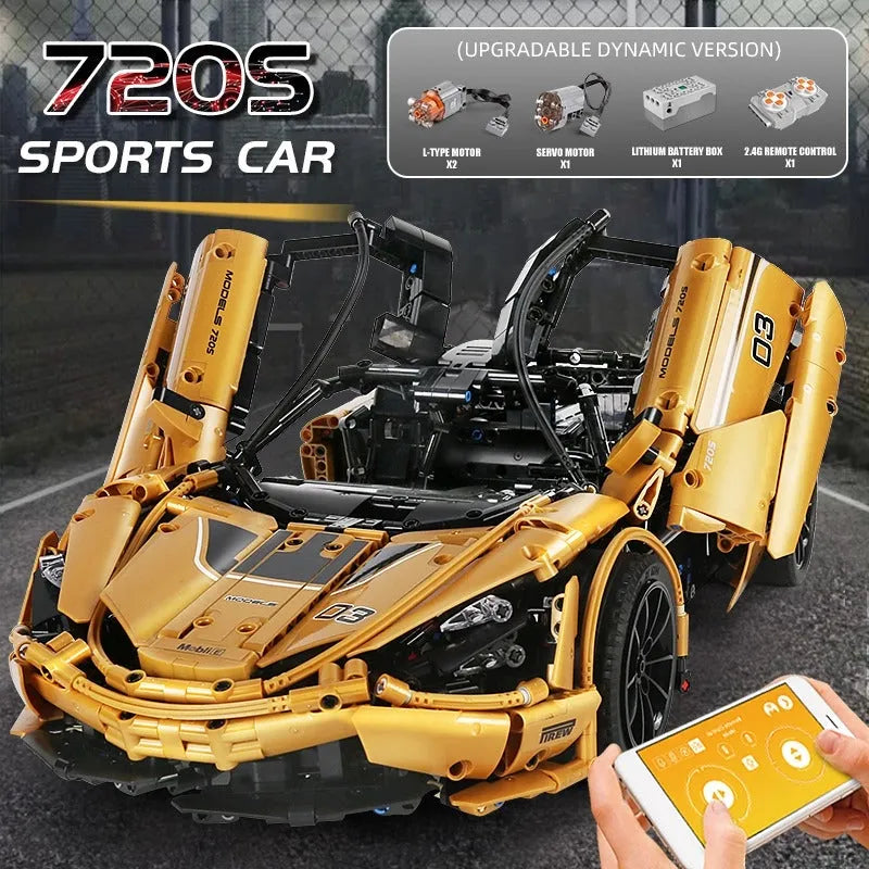 Mould King MOC Motorized Building Block Set: RC McLaren 720S Racing Super Car 13145S, Model 13145SPF