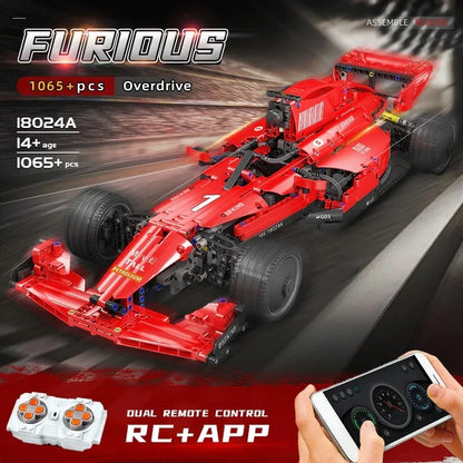 Mould King MOC Building Block Set: RC Motorized F1 Red Furious Racing Car 18024A