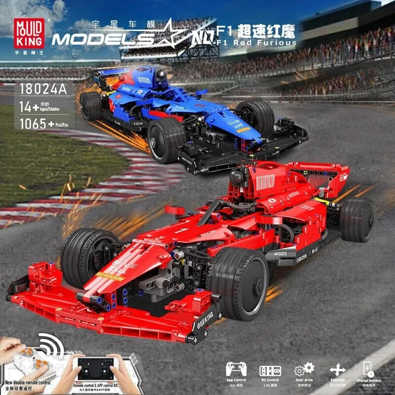 Mould King MOC Building Block Set: RC Motorized F1 Red Furious Racing Car 18024A