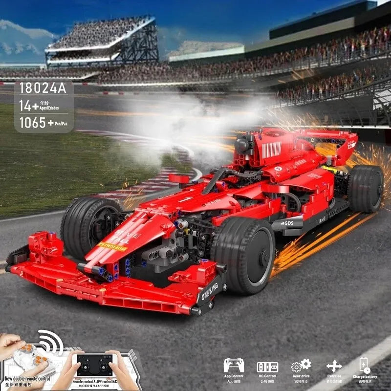 Mould King MOC Building Block Set: RC Motorized F1 Red Furious Racing Car 18024A