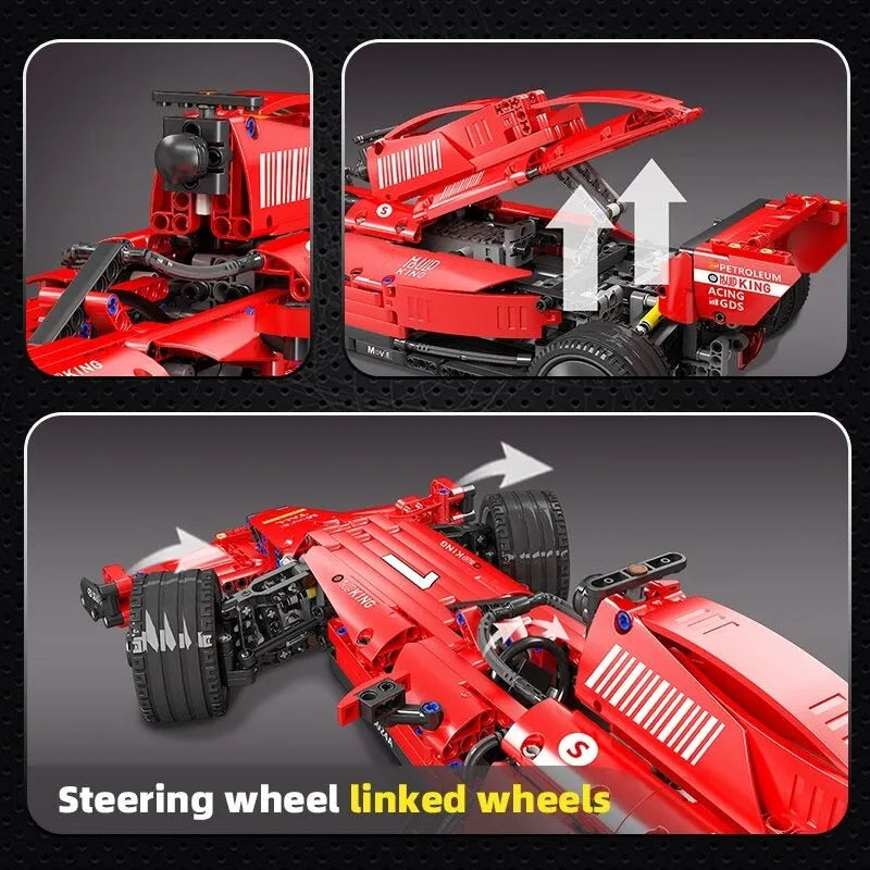 Mould King MOC Building Block Set: RC Motorized F1 Red Furious Racing Car 18024A