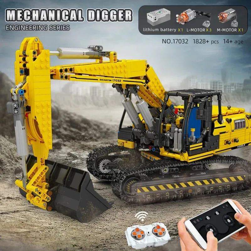 Mould King MOC Building Block Set: RC Motorized Link Belt 250 Excavator 17032