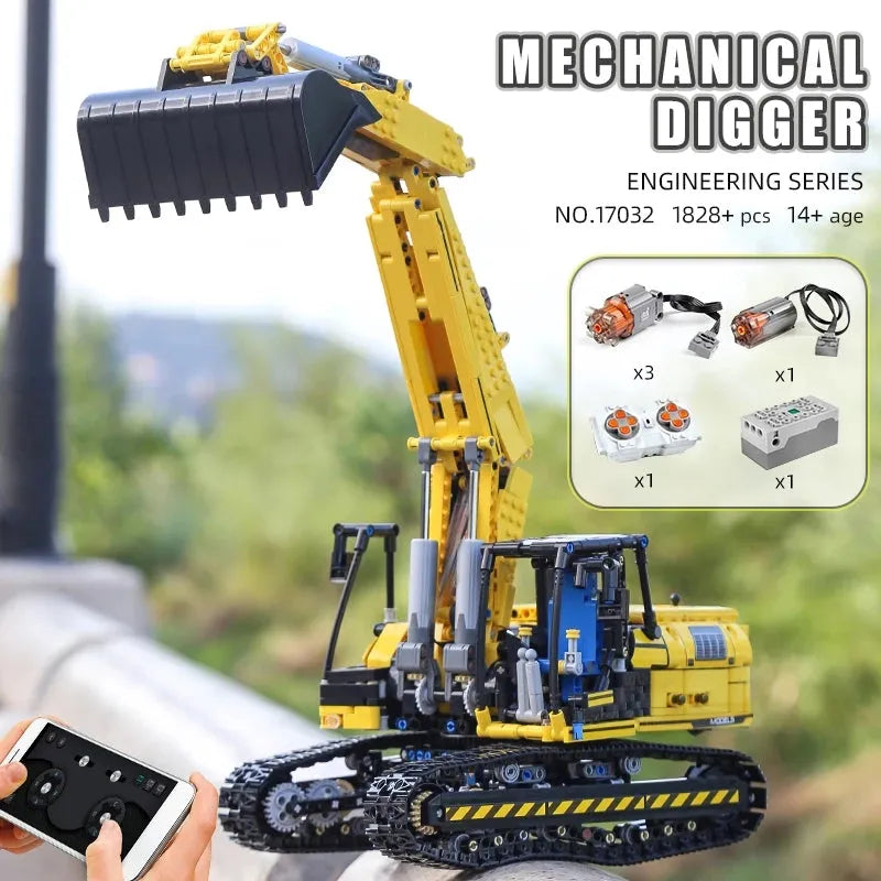Mould King MOC Building Block Set: RC Motorized Link Belt 250 Excavator 17032