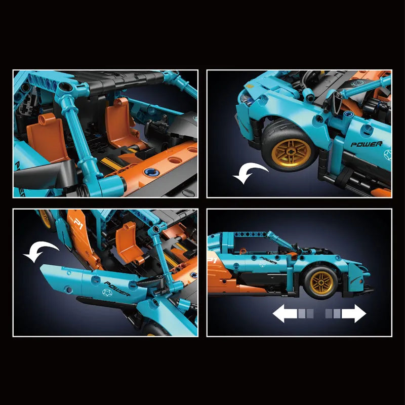 Mould King MOC Building Block Set: RC Motorized McLaren P1 Hyper Sports Car 13174, Model 13174PF