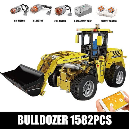 Mould King MOC Building Block Set: RC Motorized Wheel Loader Bulldozer Truck, Model K13122S