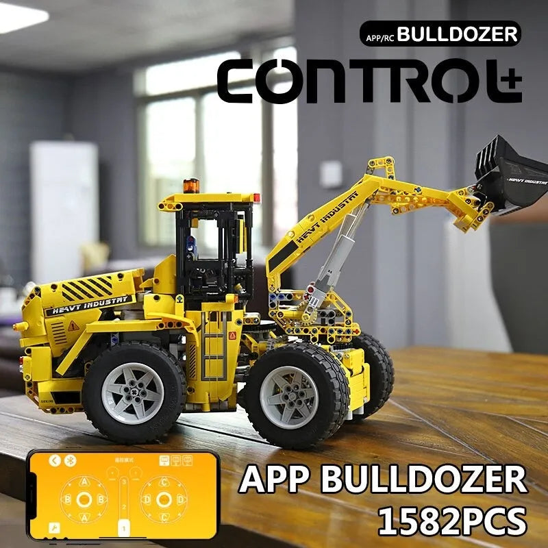 Mould King MOC Building Block Set: RC Motorized Wheel Loader Bulldozer Truck, Model K13122S