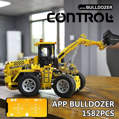 Mould King MOC Building Block Set: RC Motorized Wheel Loader Bulldozer Truck, Model K13122S