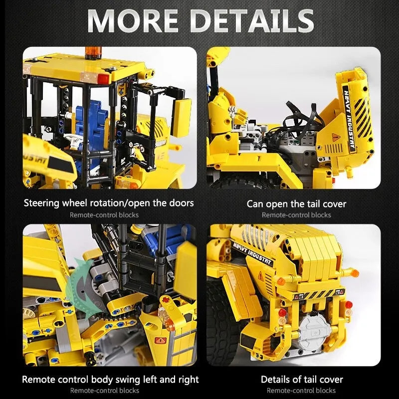 Mould King MOC Building Block Set: RC Motorized Wheel Loader Bulldozer Truck, Model K13122S