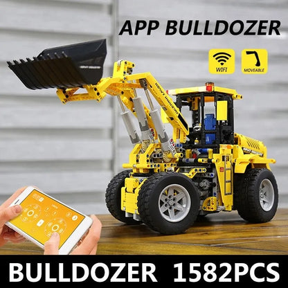 Mould King MOC Building Block Set: RC Motorized Wheel Loader Bulldozer Truck, Model K13122S