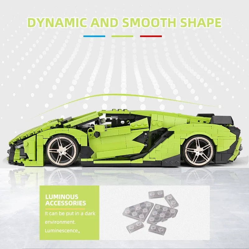 Mould King MOC Building Block Set: Super Sport Lambo Sian Racing Car 10011
