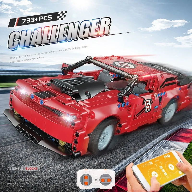 Mould King MOC Motorized Building Block Set: RC APP Challenger Racing Car 15017, Model K15017