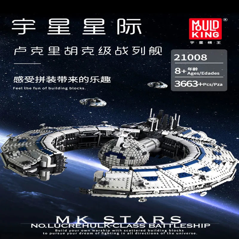Mould King MOC Building Block Set: UCS Star Wars Lucrehulk Star Control Ship 21008, Model MK21008