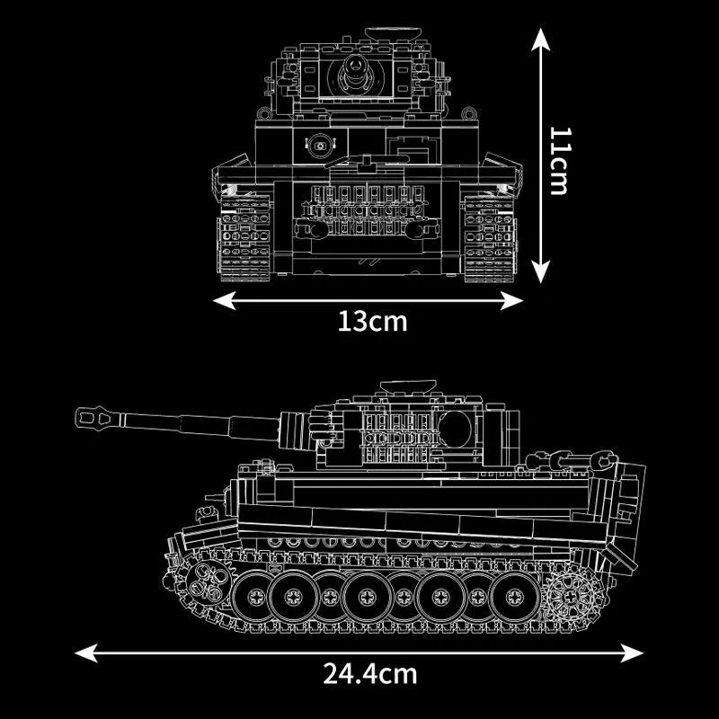 Mould King MOC Building Block Set: WW2 Motorized RC Heavy Tiger Battle Tank, Model K20014