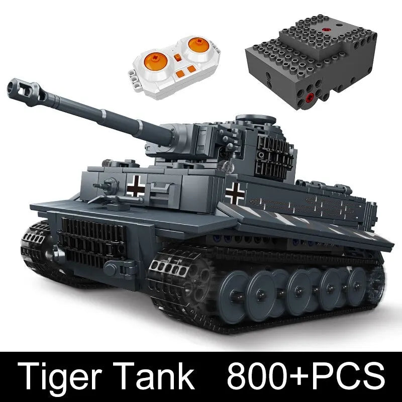 Mould King MOC Building Block Set: WW2 Motorized RC Heavy Tiger Battle Tank, Model K20014