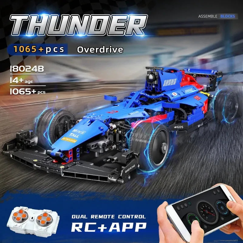 Mould King Building Block Set: RC Motorized F1 Thunder Furious Racing Car 18024B
