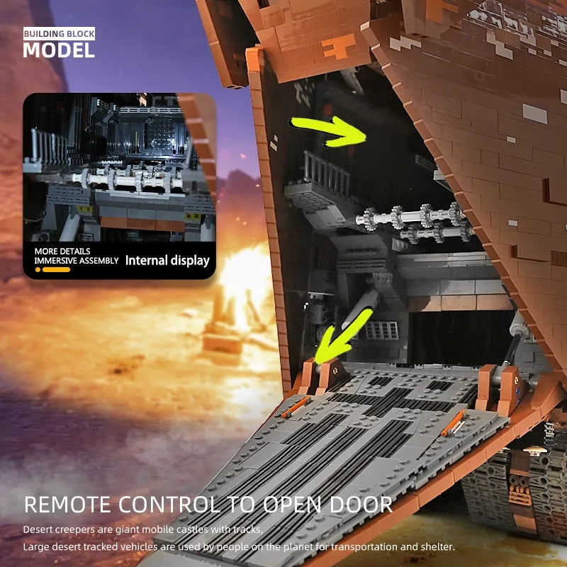 Mould King MOC Motorized Building Block Set: Star Wars MOC 21009 Cavegod UCS Sandcrawler, Model K21009