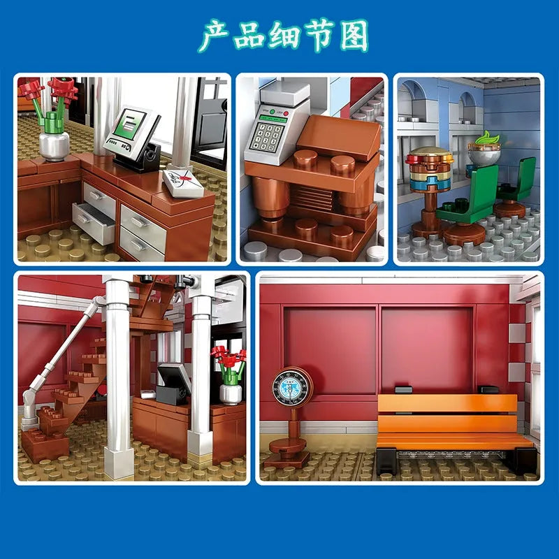 Mould King MOC Building Block Set: Street Expert MOC Dreamland City Train Station, Model 11004