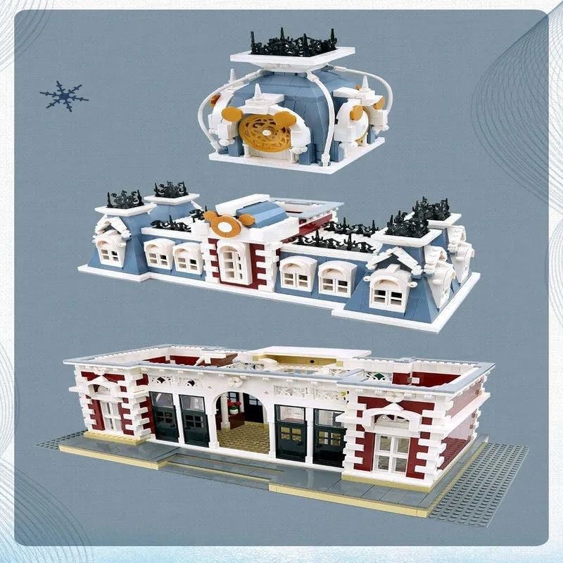Mould King MOC Building Block Set: Street Expert MOC Dreamland City Train Station, Model 11004