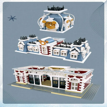 Mould King MOC Building Block Set: Street Expert MOC Dreamland City Train Station, Model 11004