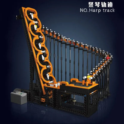 Mould King Motorized Building Block Set: Marble Run Harp Track Ball Contraption, Model 26008