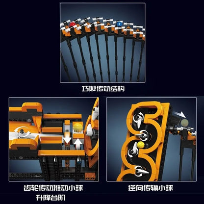 Mould King Motorized Building Block Set: Marble Run Harp Track Ball Contraption, Model 26008