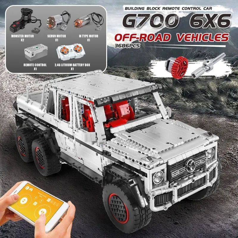Mould King MOC Motorized Building Block Set: 13061 RC Mercedes Benz G700 SUV Car, Model K13061
