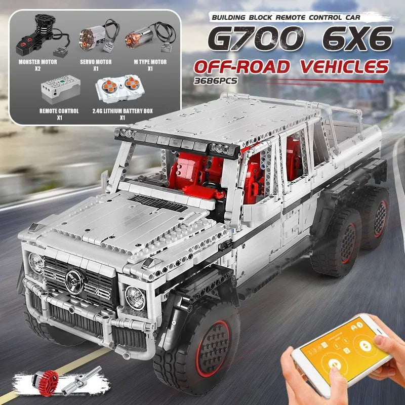 Mould King MOC Motorized Building Block Set: 13061 RC Mercedes Benz G700 SUV Car, Model K13061