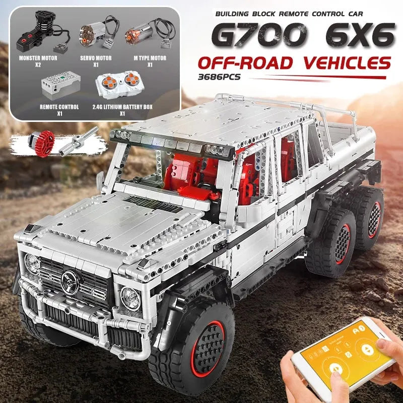 Mould King MOC Motorized Building Block Set: 13061 RC Mercedes Benz G700 SUV Car, Model K13061