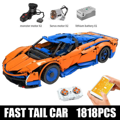 Mould King MOC Motorized Building Block Set: 13098 APP RC Speedtail Racing Car, Model K13098