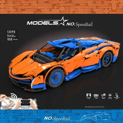 Mould King MOC Motorized Building Block Set: 13098 APP RC Speedtail Racing Car, Model K13098