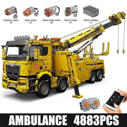 Mould King MOC Motorized Building Block Set: 17028 APP RC Fire Service Rescue Truck
