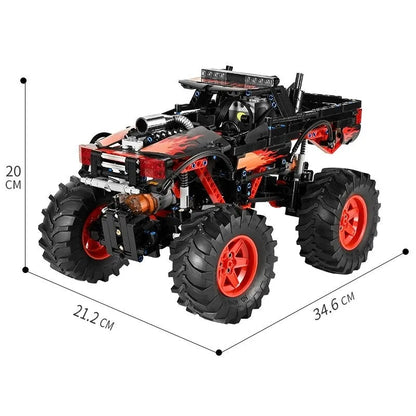 Mould King MOC Motorized Building Block Set: 18008 RC Flame Monster Climbing Truck, Model K18008
