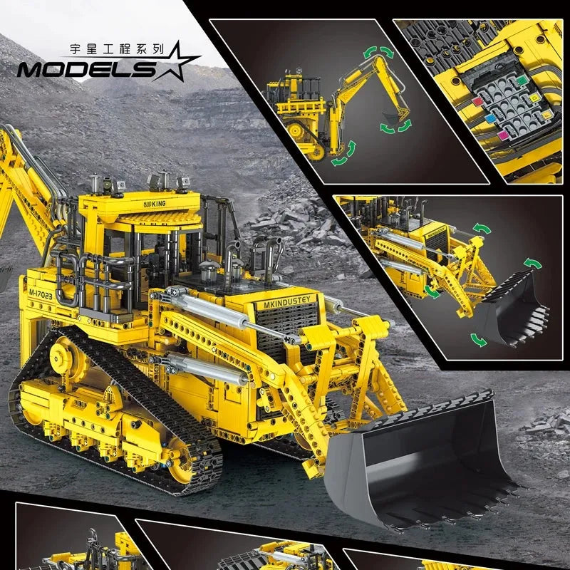 Mould King MOC Motorized Building Block Set: APP RC Pneumatic Bulldozer 17023