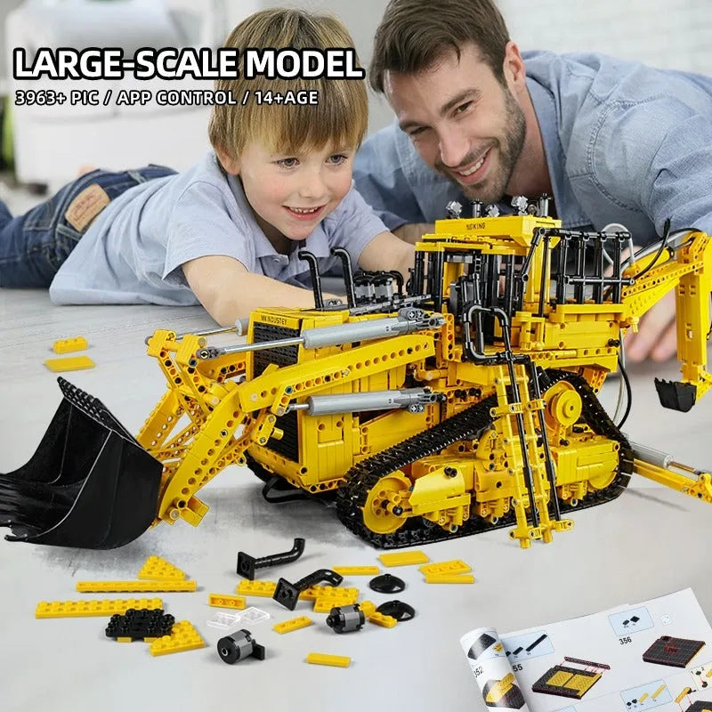 Mould King MOC Motorized Building Block Set: APP RC Pneumatic Bulldozer 17023