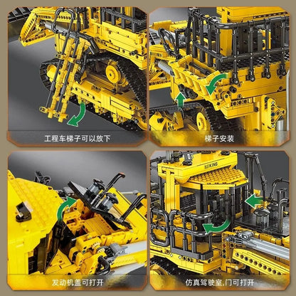 Mould King MOC Motorized Building Block Set: APP RC Pneumatic Bulldozer 17023