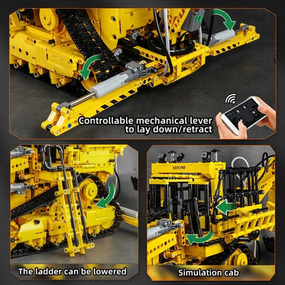 Mould King MOC Motorized Building Block Set: APP RC Pneumatic Bulldozer 17023