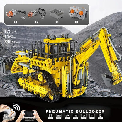 Mould King MOC Motorized Building Block Set: APP RC Pneumatic Bulldozer 17023