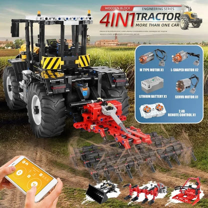 Mould King MOC Motorized Building Block Set: APP RC Tractor Fastrac 4000ER Truck 17019, Model K17019