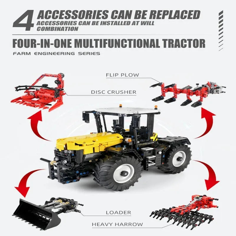 Mould King MOC Motorized Building Block Set: APP RC Tractor Fastrac 4000ER Truck 17019, Model K17019