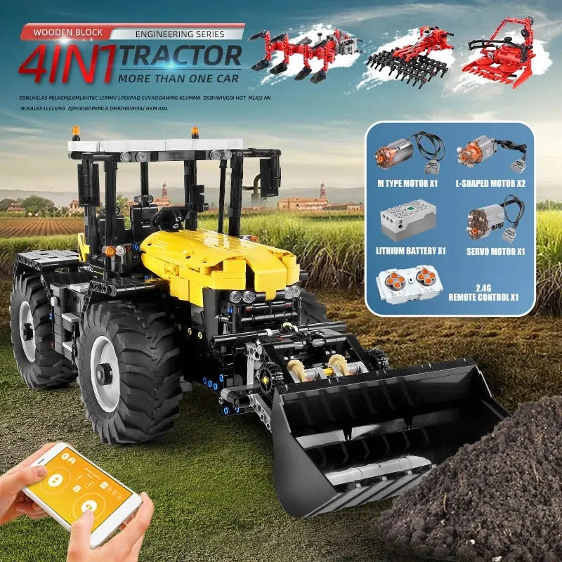 Mould King MOC Motorized Building Block Set: APP RC Tractor Fastrac 4000ER Truck 17019, Model K17019
