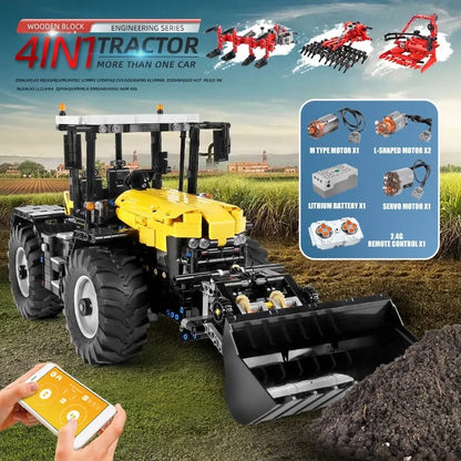Mould King MOC Motorized Building Block Set: APP RC Tractor Fastrac 4000ER Truck 17019, Model K17019