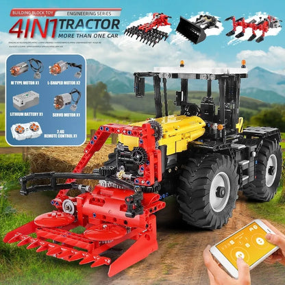 Mould King MOC Motorized Building Block Set: APP RC Tractor Fastrac 4000ER Truck 17019, Model K17019